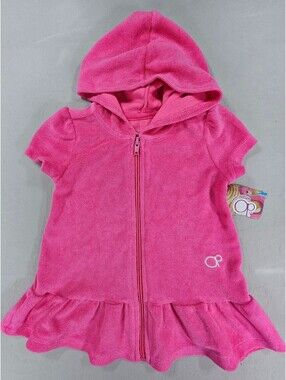OP Pink Cotton Hooded Swim Cover-Up for Kids.  Size 18M